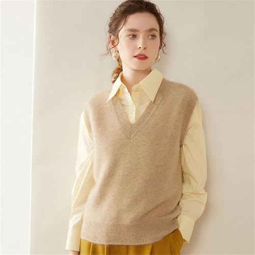 Women Waistcoat 100% Cashmere Vest Knitted Pullover Vest V-Neck Sleeveless Sweater2