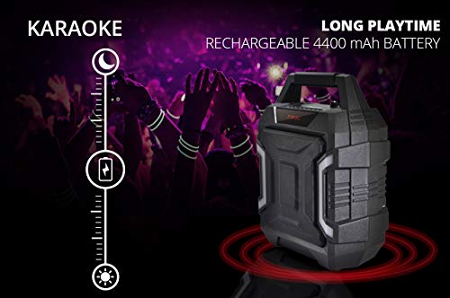 Image of Zync Karaoke 32W Bluetooth Wireless Speaker with Wireless Microphone, RGB LED Lights, Portable Party Speaker, FM Radio, USB, AUX Input, Rechargeable Battery, Deep Bass Sound for Home & Outdoor