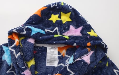 Image of Kids Hooded Bathrobe Girls Soft Plush Hooded Flannel Pajamas Sleepwear Boys Spa Robe