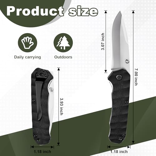 Pocket Knife Upgrade G10 Handle - Lightweight EDC, Folding Knives High Carbon Stainless Steel Blade, Camping Folding knives with Liner Lock for Fishing, Hunting, and Hiking