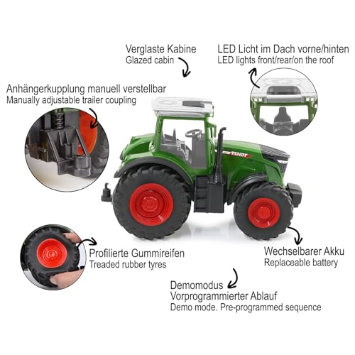 JAMARA 405340 Fendt 1050 Vario 1:24S 2,4GHz - Traktor Fendt Vario Spielzeug, Ferngesteuert RC Traktor für Kinder, Fahrzeug Modell Landwirtschaft, Geschenk für Kinder, Demomodus