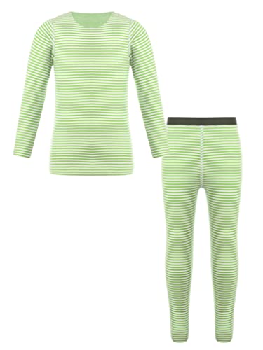 Hansber Boys Girls Thermal Underwear Set Kids Long Johns Striped Compression Base Layer Tops with Bottom