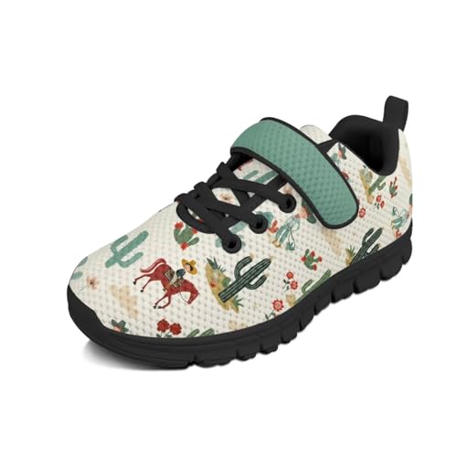 Little Kid Shoes Boys Girls Sneakers Tennis Running Lightweight Breathable Shoes Cactus Cowboy Horse Pattern