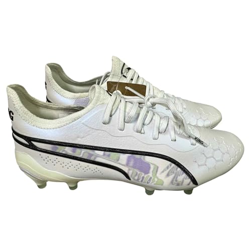 PUMA Chuteiras de Futebol Femininas King Ultimate FG AG 'Brilliance' Brancas/Pretas/Lavanda Primavera #107328-01 - Tamanho Feminino 6
