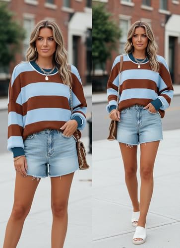 Image of Womens Oversized Sweaters Fall 2026 Fashion Clothes Colorblock Knit Tops