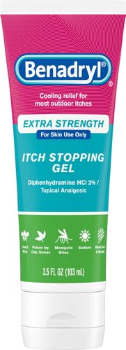 Image of Benadryl Extra Strength Anti Itch Relief Gel, 2% Diphenhydramine HCl, Relief from Insect Bites, Sunburn & More, Great for Camping Essentials, 3.5 fl oz (Pack of 2)
