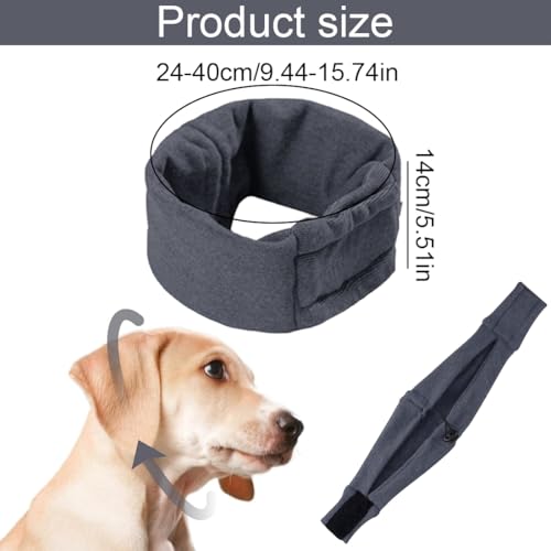 RVYEIOP 1 Stück Grau Beruhigende Ohrenschützer für Hunde, Haustierbandana, leicht zu reinigender Kopfschutz für Hunde mit verstellbarem Selbstklebeband