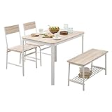 萩原 ダイニングテーブルセット ダイニングセット ベンチタイプ 【リアルな木目調】 子供 コンパクト 幅100 ホワイト LDS-4604WH