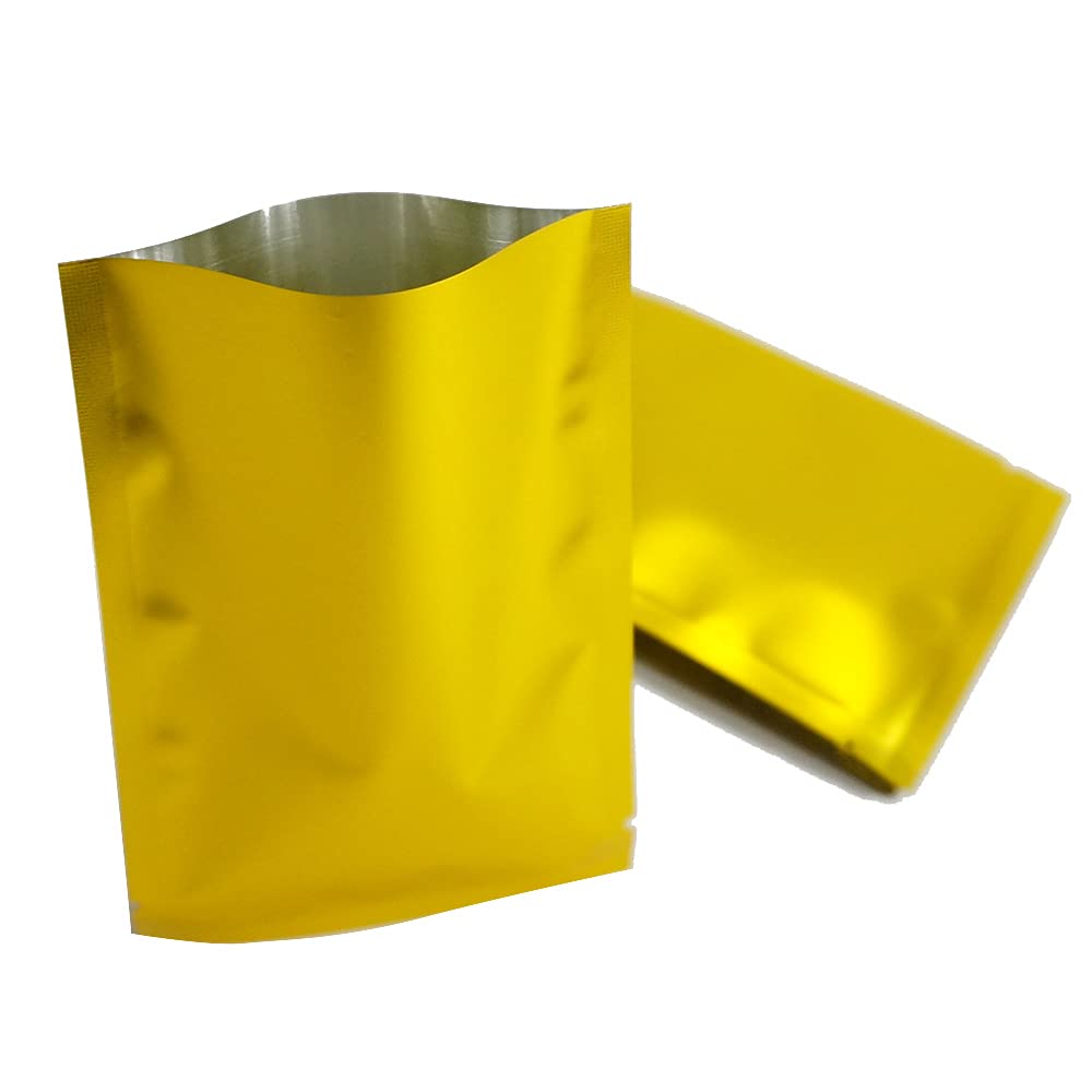 Glossy Gold Matellise 3 Layer Aluminium Foil Inside Pouches 6 x 8 inches Heat Sealable Pack of 100 Ideal for 200-500 Grams Material-image-15