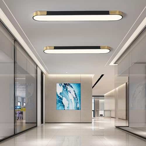 Qcyuui 4.59FT LED Flush Mount Kitchen Light Fixtures 65W Dimmable Flush Mount Ceiling Light Fixture Black and Gold Led Ceiling Light Linear LED Ceiling Lamp for Laundry Shop Garage Office by Qcyuui - Used condition - Image 2