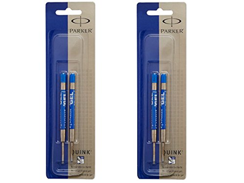 Parker Quink Gel Ink Refills for Retractable Pens, Medium Point, Blue,(30526PP) (2-Pack of 2)