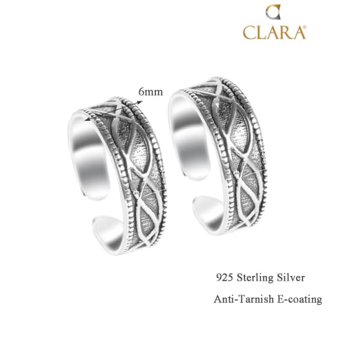 Image of Clara 925 Sterling Silver Size Adjustable Toe Rings Pair Gift for Women