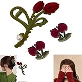 1Set Tulip Hair Clip, Tulip Claw Clip, Cherry Hair Clip, Retro Fashion, Suitable for Women and Girls