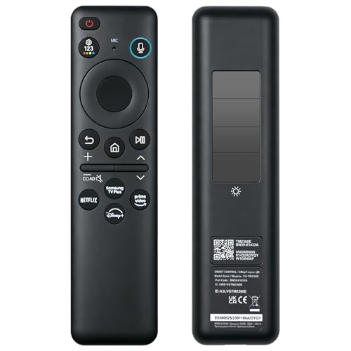 New BN59-01432A TM2360E Solar Voice Remote Solar-Powered & USB-C Dual Charging Bluetooth Remote Control Compatible with Samsung 2023-2024 Samsung Neo QLED/OLED Smart TVs - Black