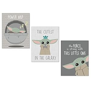 Lambs & Ivy Star Wars The Child/Baby Yoda Unframed Nursery Wall Art Decor 3pc