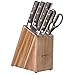 Emo joy Couteau de Cuisines, Set Couteaux Acier Inoxydable 7 Pieces, Bloc de Couteaux avec Couteau de Chef, Bloc en Bois,
