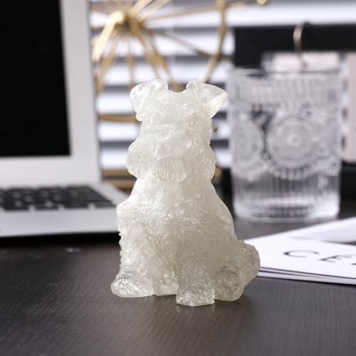 Figura de perro Schnauzer en cristal blanco de 4 pulg miniatura 4