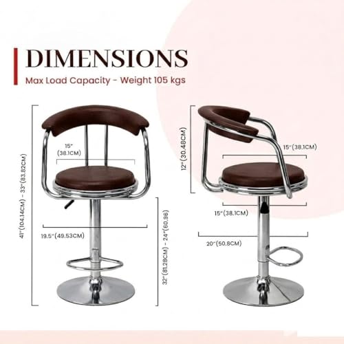 Image of Modern Magam Bar Stool with 360 Swivel | Height Adjustable Bar Chair | Counter Stool & High Chairs | Comfortable for Home, Office, Restaurant Bar, Cafe & Cash Counter - (Brown)
