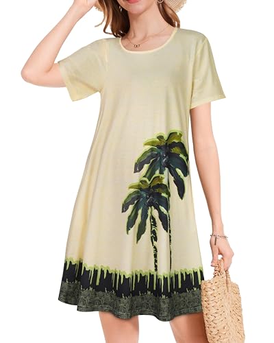 Image of JOLIGAL Summer Dresses for Women Casual Short Sleeve Sundress Scoop Neck Beach T Shirt Dress with Pockets 2026