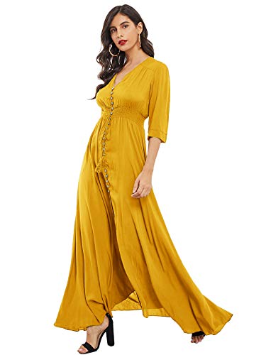 Image of Milumia Summer Flowy Long Maxi Dress Button Up Split Floral Print Boho Dresses for Women 2024