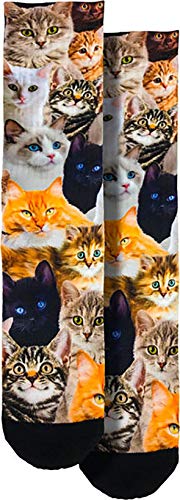 Feline Cat Crew Socks - SHOE SIZE (5-10 Men) (7-12 women)