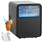 QEXREED Eiswürfelmaschine Klein, Eiswürfelbereiter Ice Cube Maker, 9 Würfel in 6 Minuten fertig, Eiswürfelmaschine mit Tragbarem Griff und Korb, 2 Eiswürfel-Größen, 12KG/24H, Selbstreinigendes
