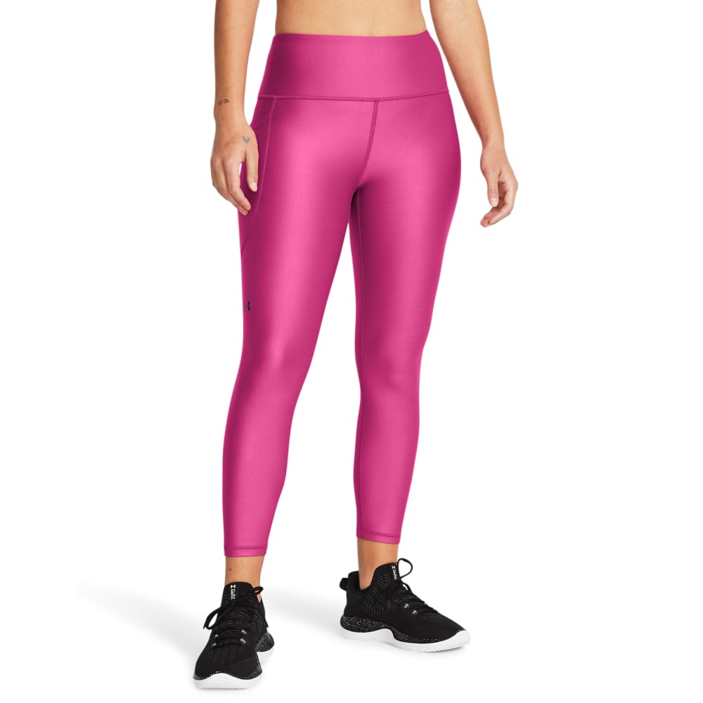 Under Armour HeatGear Armour Damen-Leggings mit hoher Taille, (686) Astro Pink/Schwarz, Medium Kurze Schlauch