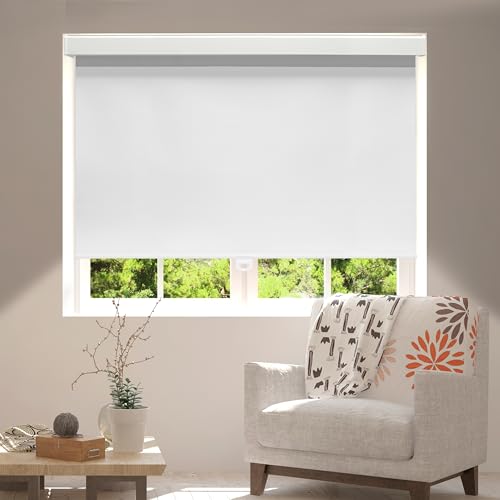 Royal Shade Blackout Shades for Windows, Free-Stop Cordless Roller Shades, Thermal-Insulated Window Blinds, Easy Install Pull-Down Window Shades for Home, Office, Bedroom (White, 58