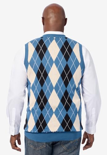 KingSize Men's Big & Tall V-Neck Argyle Sweater Vest - 3XL, Blue Diamond2