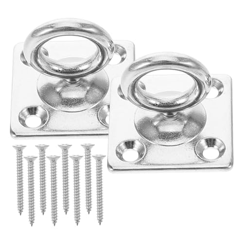 Totority 2pcs Heavy Duty Stainless Steel Door Buckle Pad Eye Plate Hooks Ceiling Hanging Hooks for Marine Use