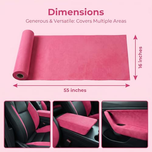 Image of Suede Fabric Wrap - Self Adhesive Film Sticker 16 x 55 Inches Silky Decal Sheet for Car Interior Furniture Upholstery DIY Elastic Stretch Peel and Stick Hot Pink