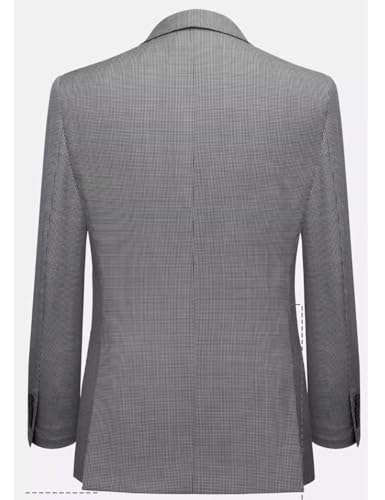Mens Houndstooth Blazer Jacket Slim Fit Double Breasted Grid Spring Autumn Wedding Business Coat2