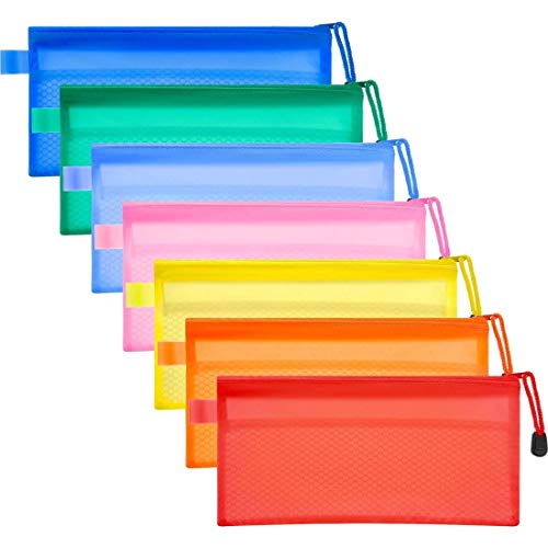 Image of DIY Crafts Pencil Pouch Zipper File Bags Waterproof Plastic Double Layer for Pen Bag Cosmetics Supplies Travel Acces