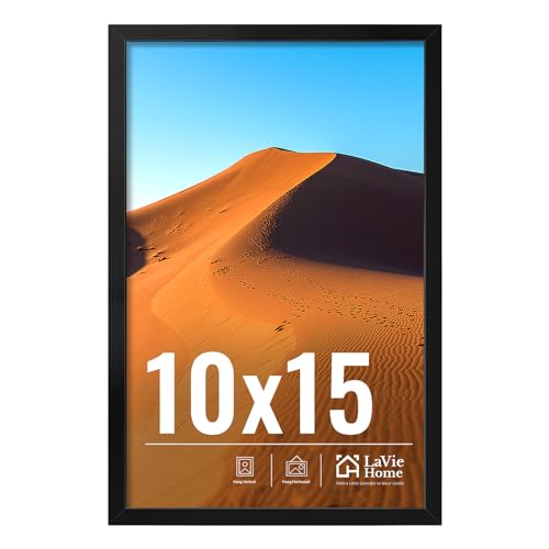 Image of LaVie Home 10x15 Picture Frame for Wall Display, 10x15 Black Picture Frame with HD Plexiglas, 10 x 15 Frame 1 Pack, Display Frame for Vertical or Horizontal, Classic Collection