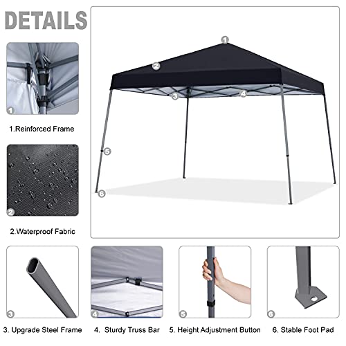 MasterCanopy MC SH 12X12 Slant Leg Canopy Black