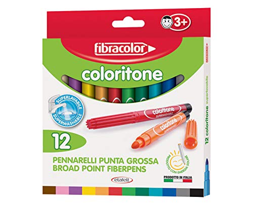 Fibracolor Buntstifte, 12 Stück, superwaschbare grobe Spitze.