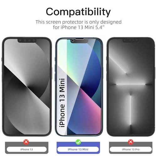NEW'C 3 Pack Privacy for iPhone 13 Mini Screen Protector (5.4"), Enhanced 28-Degree Privacy Angle, Ultra Durable 9H Hardness - Image 2