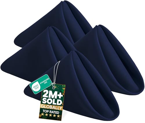 Utopia Home [24 Pack Navy Blue] Cloth Napkins 17x17 Inches 100% Polyester Hemmed Edges Washable and Reusable Ideal for Parties Weddings and Dinners