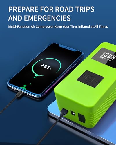 Image of Portable Car Battery Jump Starter with Air Compressor, 8000A Peak 150PSI Jump Box for up to 6.0L Gas /3.0L Diesel, Power Bank with LED Light, Tire Inflator and Car Battery Charger
