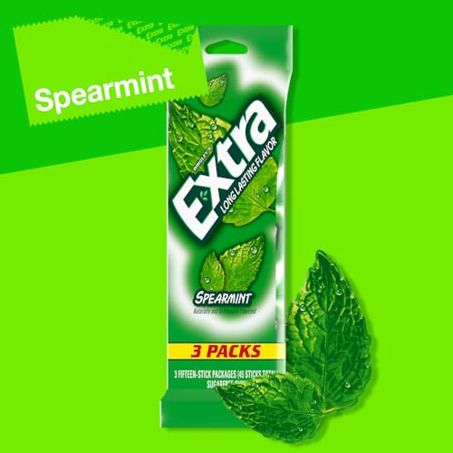 EXTRA Spearmint Sugar Free Chewing Gum, 3 Pack Bulk Gum (45 Sticks Total), Long-Lasting Fresh Breath, Individually Wrapped - image 5