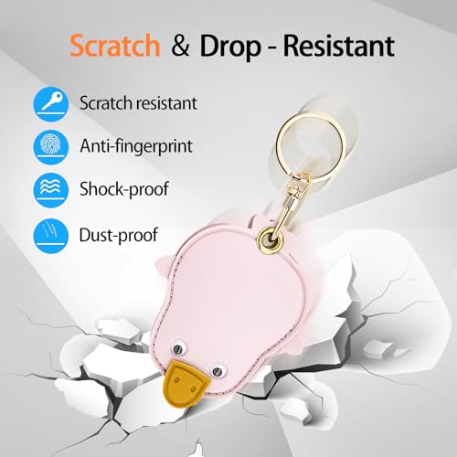 Image of Leather Keychain Case Holder Compatible with Apple AirTag, GPS Airtag Keychain Finder Tracker with Key Ring, Anti-Scratch Protective Air Tag Cover | Leather