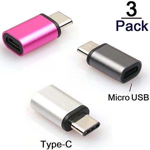Josi Minea x3 Pcs USB 3.1 Type C (USB-C) to Micro USB Adapter Multicolor Connector for Samsung Galaxy S8 & S8 Plus, Google Pixel, GoPro HERO5, LG G6 & G5, Nexus 5X/6P New MacBook & OnePlus 3 [3 Pack]