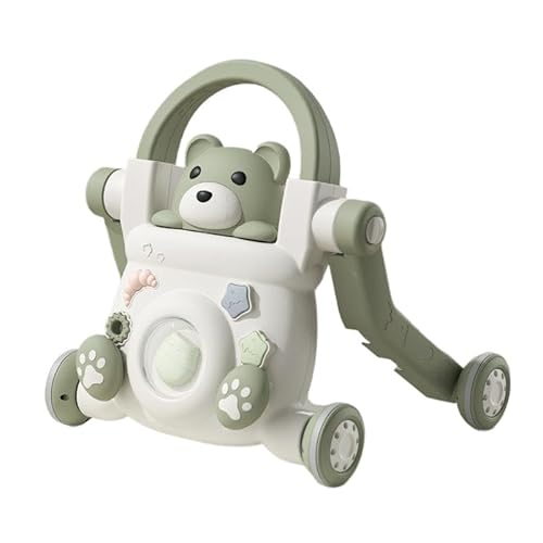 Ghbunuz 多機能ベビーウォーカー、プッシュバー付き三輪車乗用玩具、子供に最適、1?4歳の子供に最適、おしゃれでかわいい知育玩具、幼児用ベビーカー、O脚転倒防止、ベビーシャワーギフト、誕生日プレゼント、赤ちゃんの歩行補助具 (歩行補助モード,抹茶グリー