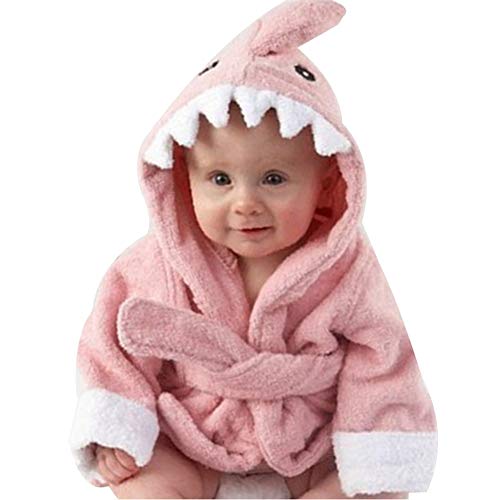 Baby Boys Girls 0-3 Years Bath Towel Shark/Owl Design Bathrobe Cute Hooded Sleepwear