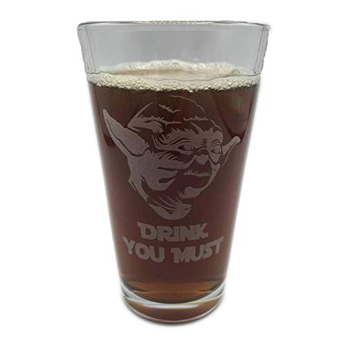 DRINK YOU MUST Quote Craft Beer Pint Glass Engraved 16 oz Gift 21st Birthday