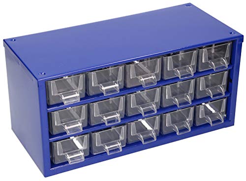 KOTARBAU® Caja de almacenamiento, Organizador de taller de metal, Organizador de piezas pequeñas, 15 cajones pequeños, Caja de clasificación de herramientas, para apilar o montar en la pared