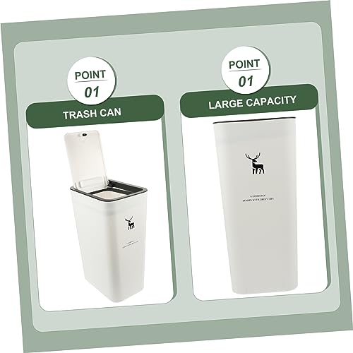 Caneca de basura rectangular con tapa de prensa blanco miniatura 4