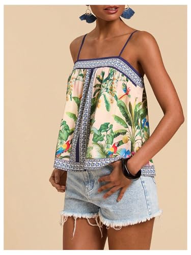 SOLY HUX Women's Tropical Floral Print Cami Top Spaghetti Strap Boho Vacation Summer Tops Camisole3