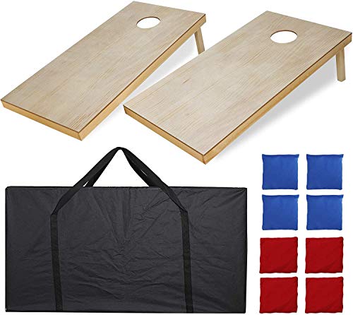 4Ft X 2 Ft Portable Cornhole Set Solid Wood Cornhole Boards W/Travel Carrying Case & 8 Corn Hole Toss Bags For Outdoor Yard Beach Lawn Party Backyard Bbq #TOP1