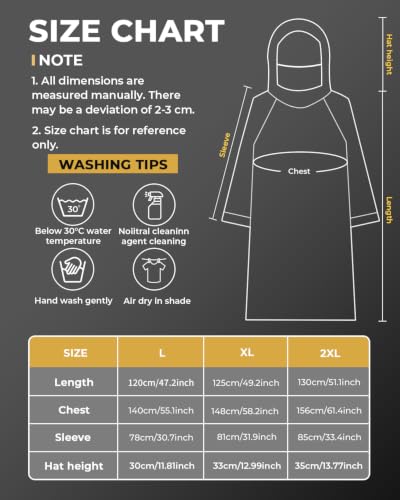 Image of ANYCHO Long Rain Coat for Men Waterproof and Women, Unisex Raincoat for Women Waterproof with 10cm Extra-High Collar & Reflective Stripe, Oxford Rain Poncho for Travel, Hiking, Motorcycle Riding